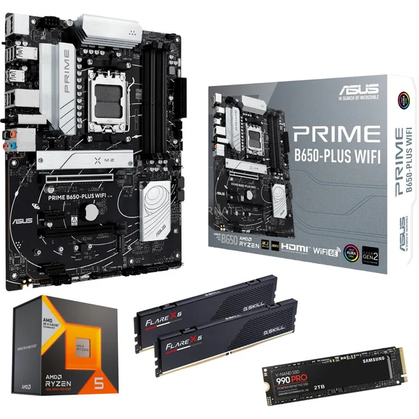 ALTERNATE Upgrade Kit PRIME B650-PLUS WIFI + Ryzen 5 7500X3D + 32 GB + 2 TB PRO SSD